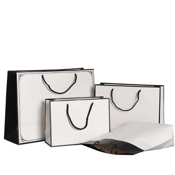 Custom Luxury Fold Pattern Kraft Paper Bag 12x8in for Clothing Gifts