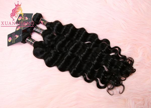 Natural Color Virgin Indian Hair / Malaysian Wave Hair Bundles Cuticle Aligned