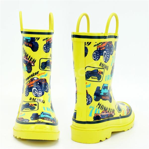 Anti Abrasion Kids Waterproof Rain Boots , Truck Printed Slip On Rain Booties