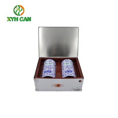 Chá Tin Can Commercial Two Round Tin Plate Containers Box 90×145 milímetro