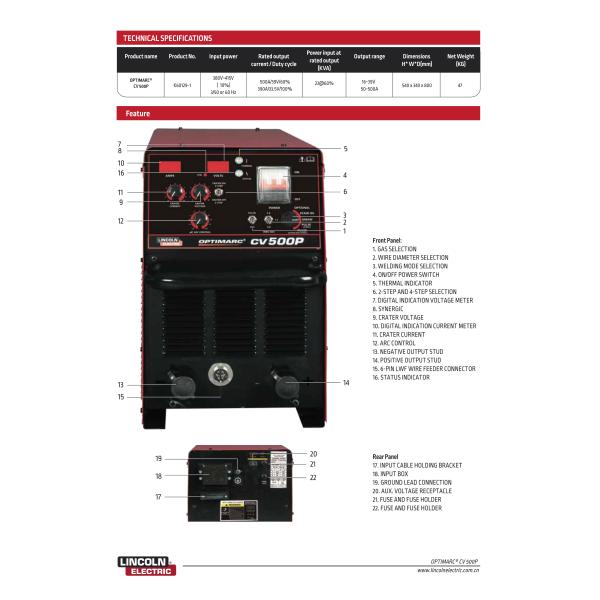 Inverter MIG/MAG welding Machine;Lincoln CV500-P MIG welding Machine; 50-500Amp MAG/MIG welding machine for Sale