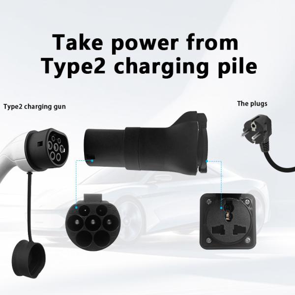 Black 16A Type2 Male Portable EV Charger Takes Electric from Type2 Charging Station for Condition and Electronics