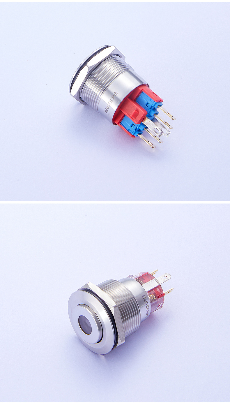 Tri Color LED RGB Push Button Switch 22mm Waterproof Momentary Switch