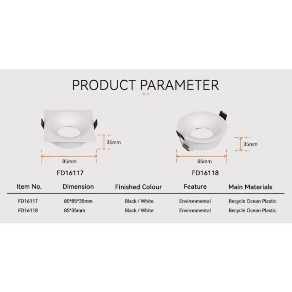 Fixed Anti Glare Downlight Frames Recycled Ocean Plastic Gu10 Downlight Frame