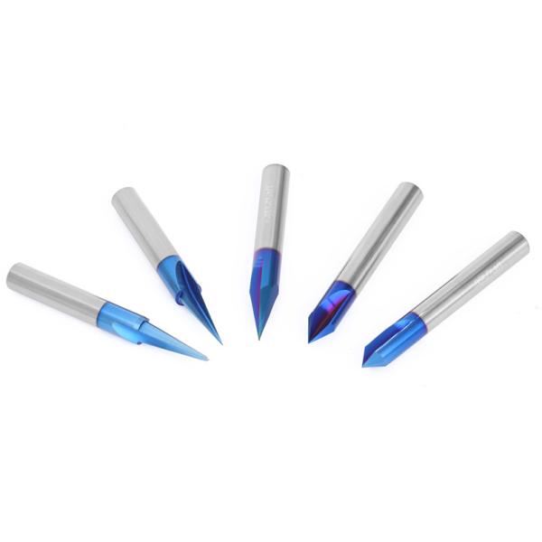 1/4 Shank Blue Coating V Type Solid Carbide Wood Cutter Tools Customizable OEM Engraving Router Bits for Woodworking