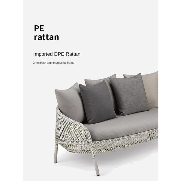 Outdoor Light Luxury PE Rattan Sofa Table Set Patio Waterproof Aluminum Furniture