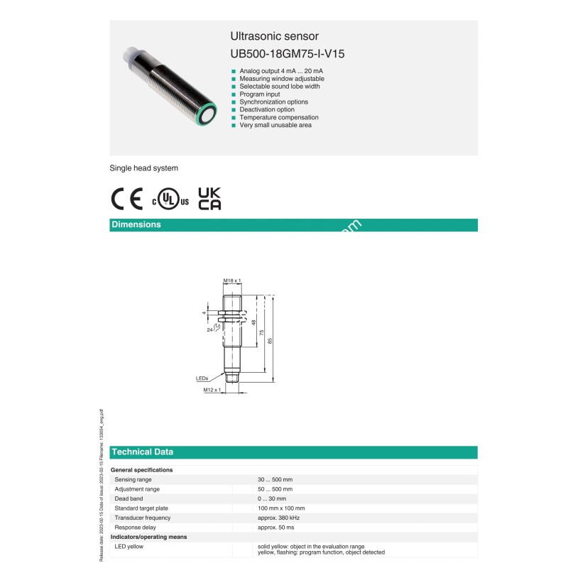 PEPPERL+FUCHS Stainless Steel Ultrasonic Sensor for Industrial Automation with One Year Warranty