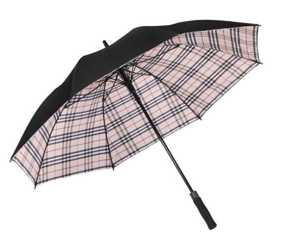 Flip Proof Golf Foldable Sun Umbrella Double Layer Canopy Inside Plaid Color