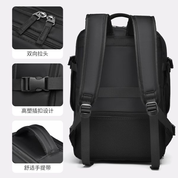 Large Capacity Backpack for Business Travel with 15-inch Laptop Compartment and Air-cushioned Straps