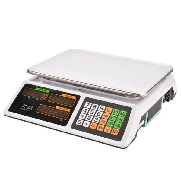 Balance de précision rectangulaire 40 kg pour fruits, balance commerciale électronique avec division de 1 g, alimentée par batterie