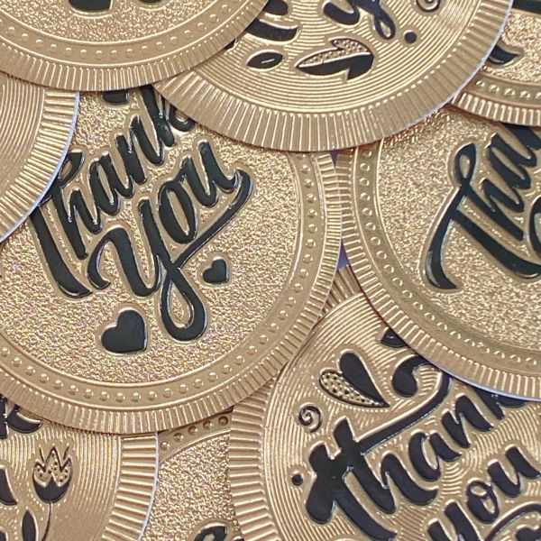 Packaging Gold Thank You Stickers for Small Business Anti-strach Round Roll Label Stickers for Gift