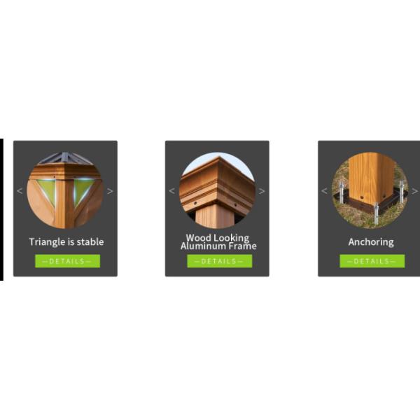 Luxury Outdoor Deck 12*16ft Aluminum Frame Galvanized Steel Bimetal Roof Hard Top Gazebo Garden