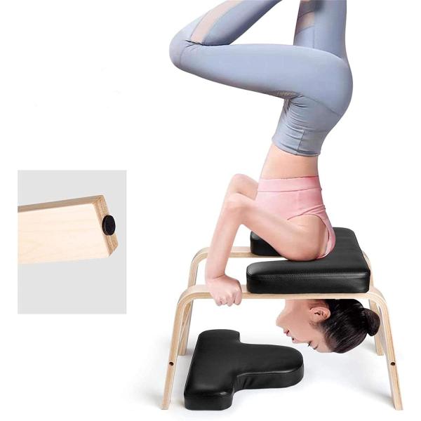 150kg Wood PU Yoga Stool Bench Headstand Promote Blood Circulation