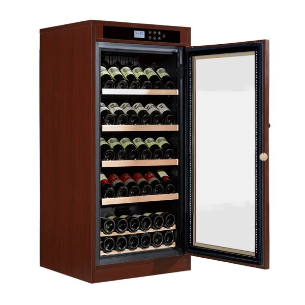 Freestanding Wood Wine Cooler Cabinet with Thermoelectric Cooling UV-Protective Glass Door and Removable Wooden Shelves