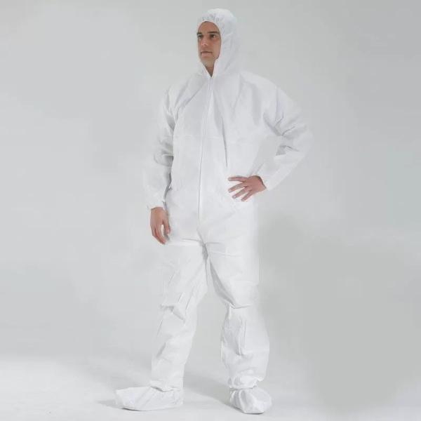 Disposable Dust Suits Hooded White Disposable Coveralls With Shoe Cover