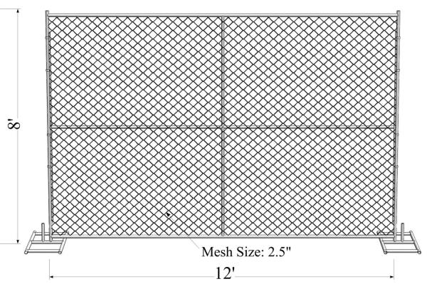 chain link temporary construction fence panels 6FT X 10F Mesh 2 3/8  x 2 3/8 ( 60mm x 60mm ) x 12 gauge wire