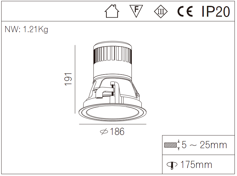 Vellnice Dimmable LED Hotel  Light 30W Lobby COB LED Downlight 30W Clothing Store Anti-glare Project Lamps R3B0372