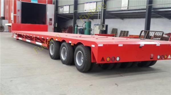 Tri - axle heavy duty utility low bed trailer 60 tons with ramps and fuwa axles