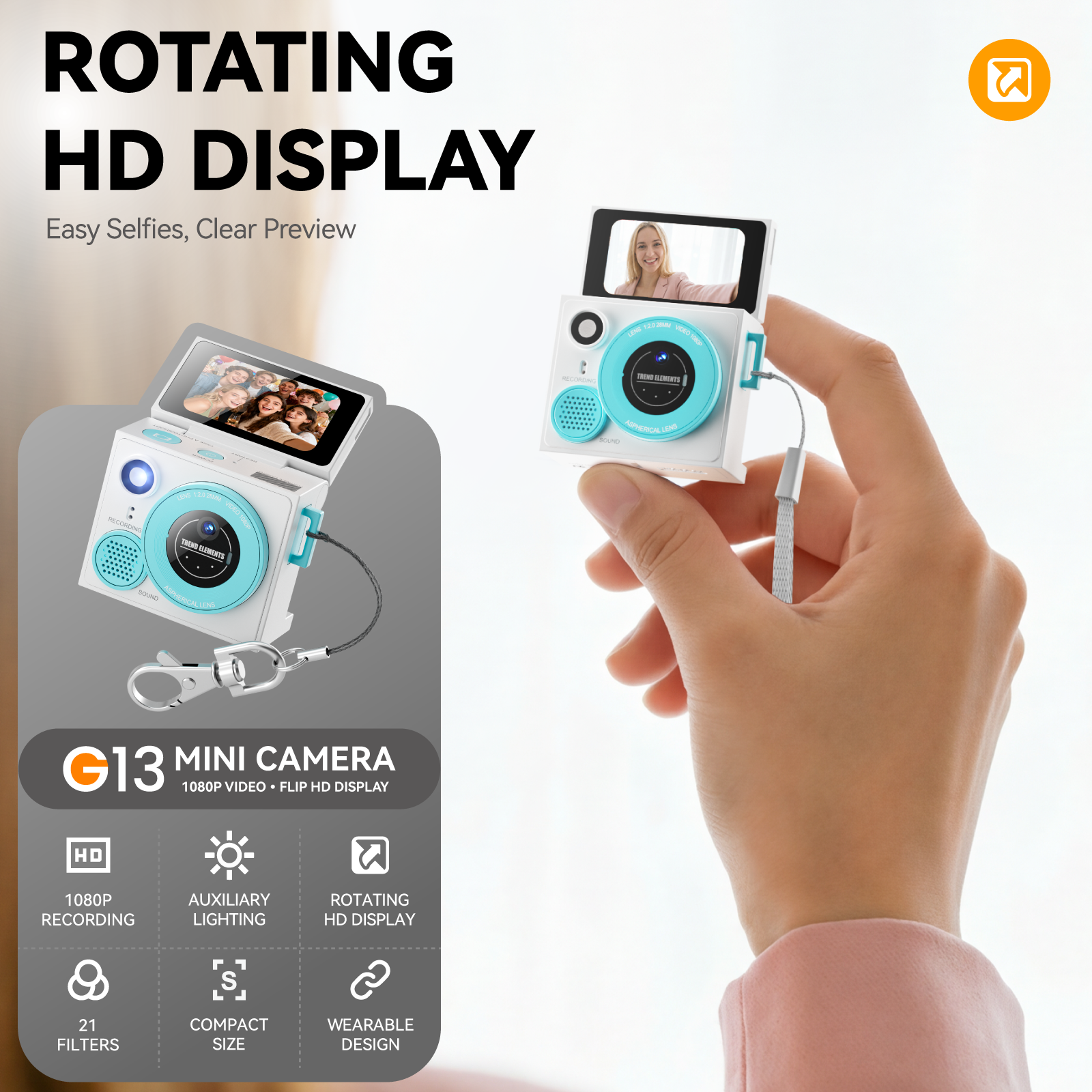 Dual Modes 2026 G13 Mini Thumb Keychain Camera 1080P HD Recording