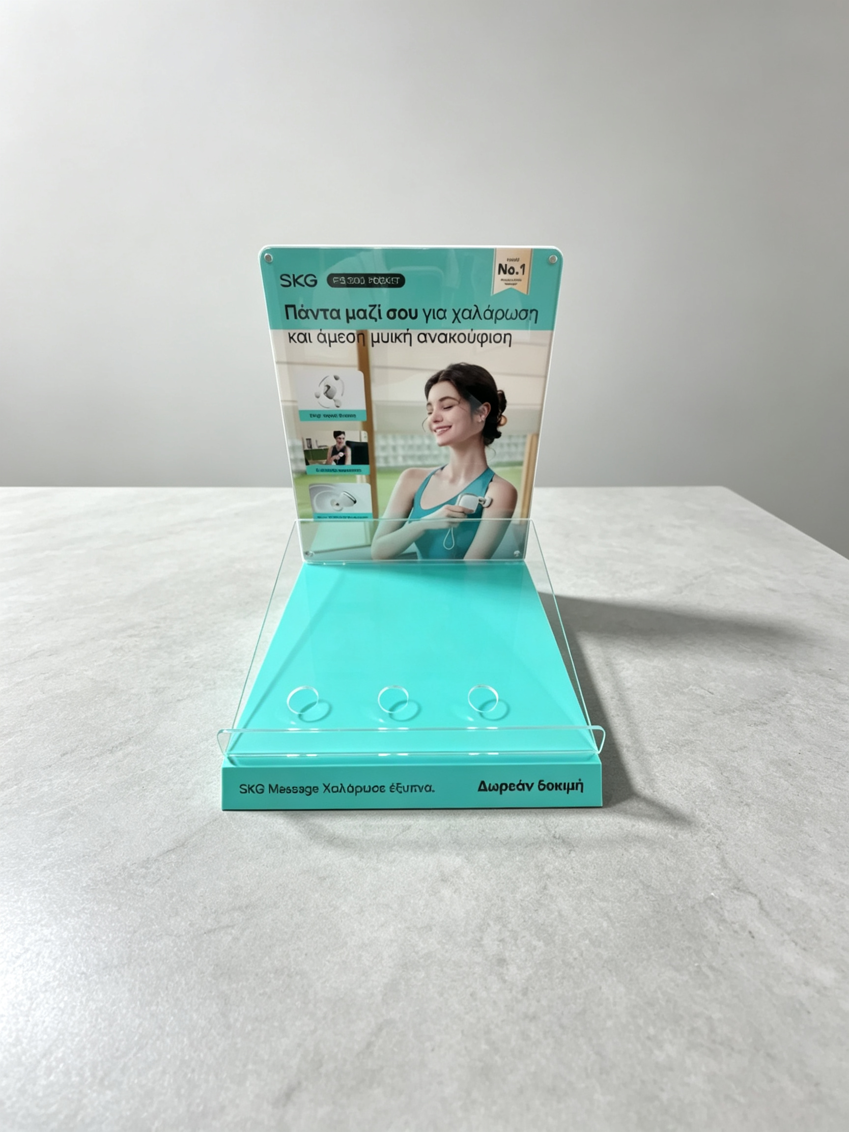 Custom Acrylic Massage Gun Display Stand, Desktop Storage & Display Rack, Flat Gun Tray with 3 Upright Head Slots