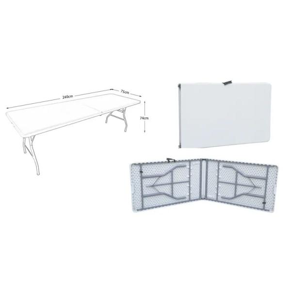 Белая конюшня отлитая в форму дуновением портативная пластиковая складного столика стула на открытом воздухе 8ft 240cm