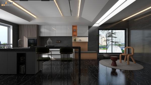High Gloss Laca Finish Kitchen Set Cabinet com Set Completo Cabinet Alto e Mesa Ilha