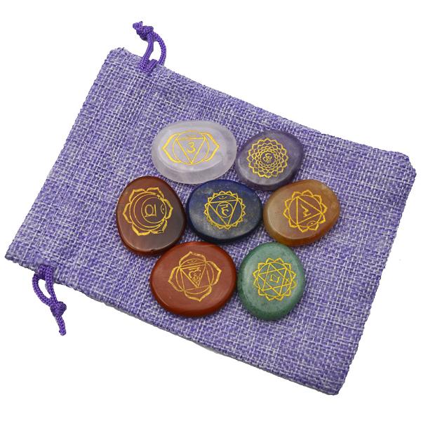 7 Chakra Stones Healing Crystal Palm Pocket Stone Reiki Balancing Pendant for Balance and Harmony