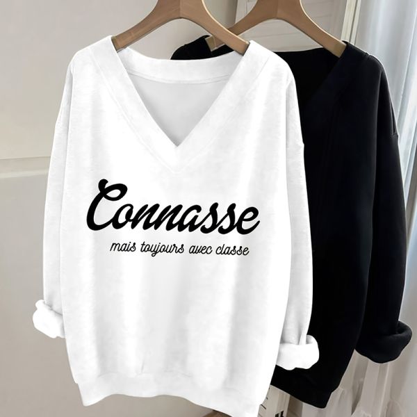V-neck Zipper Closure Hoodie with No Hood for Women's Casual Winter Wear