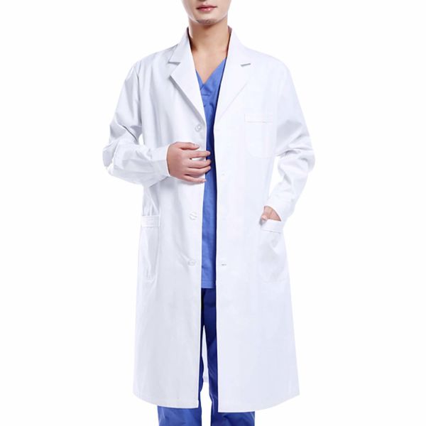 Hubei Haixin Unisex Design Cotton Long Sleeve Nurse Uniform Dental Clinic Doctor's Gown Slim Fit White Color Lab Coat Wholesale