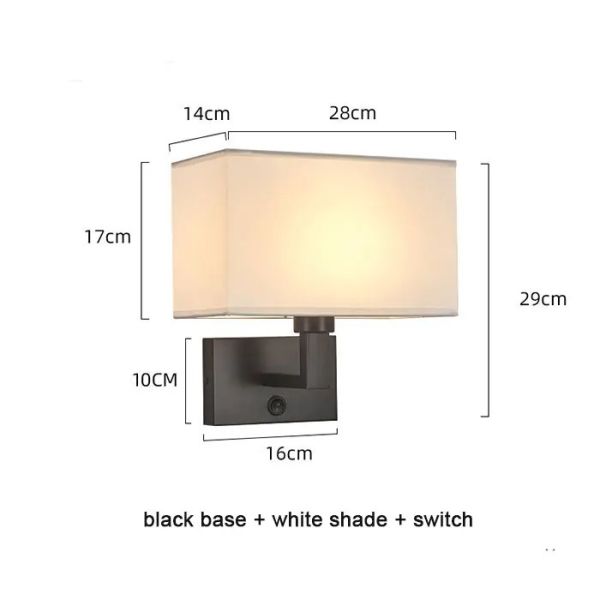 USB Wall Lights with Switch Rectangle White Yellow Fabric mirror front light(WH-MR-95)