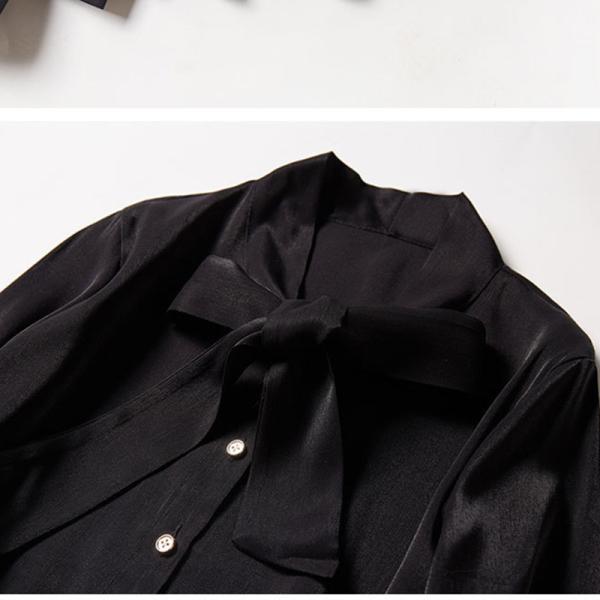Round collar and long sleeves chiffon shirt for women clothing