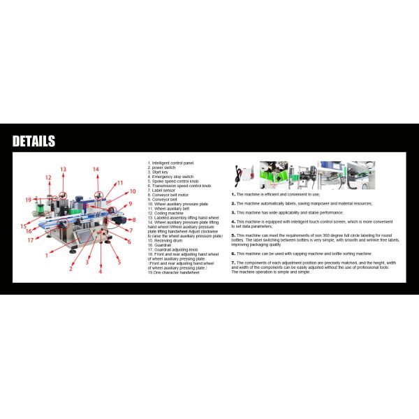 High Speed Marking Bottle Labeling Machine 110V Automatic Desktop Conveyor Round Bottle Plane Labeling Machine Adjustable High Speed 25-50PCS/Min