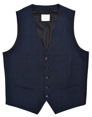 Customized Mens Tailored Vest Navy Check Anti Wrinkle OEM Service