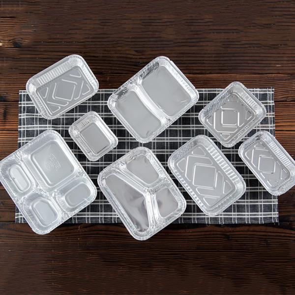 Highly Durable Pulp Moulding 4-grid Aluminum Foil Lunch Box for Reusable Packaging