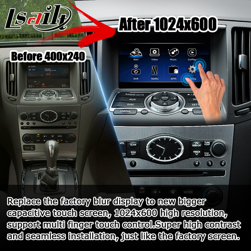 Мультимедиа NISSAN навигации GPS взаимодействуют андроид Carplay 1.8G для Infiniti G37 G25