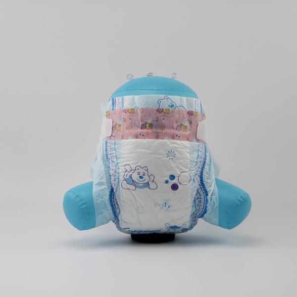 Ultra Thin 3D prevention leakage Disposable Baby Diapers with Green Blue ADL