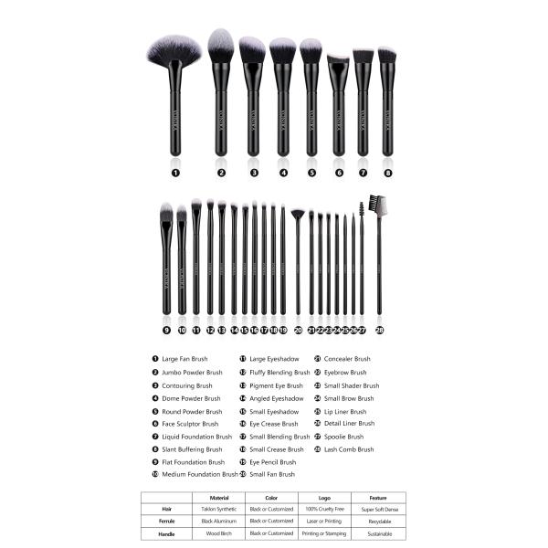 OBM Luxury 28PCS Professional Synthetic Makeup Brushes