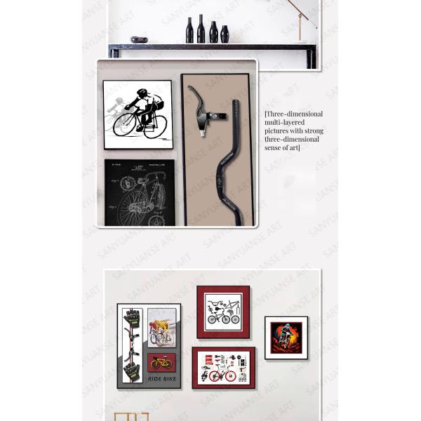 Modern Living Room Sofa Background Wall Painting with Multi-Link Bicycle Combination