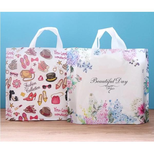 Manufacturer Custom Logo Printing soft loop handle plastic bag,promotional 100% biodegradable custom printed soft loop h