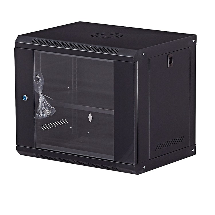 9U Wall Mount Cabinet 19 Inches Toughened Glass Door or Mesh Door 530*400*450 ISO9001 2000 OEM