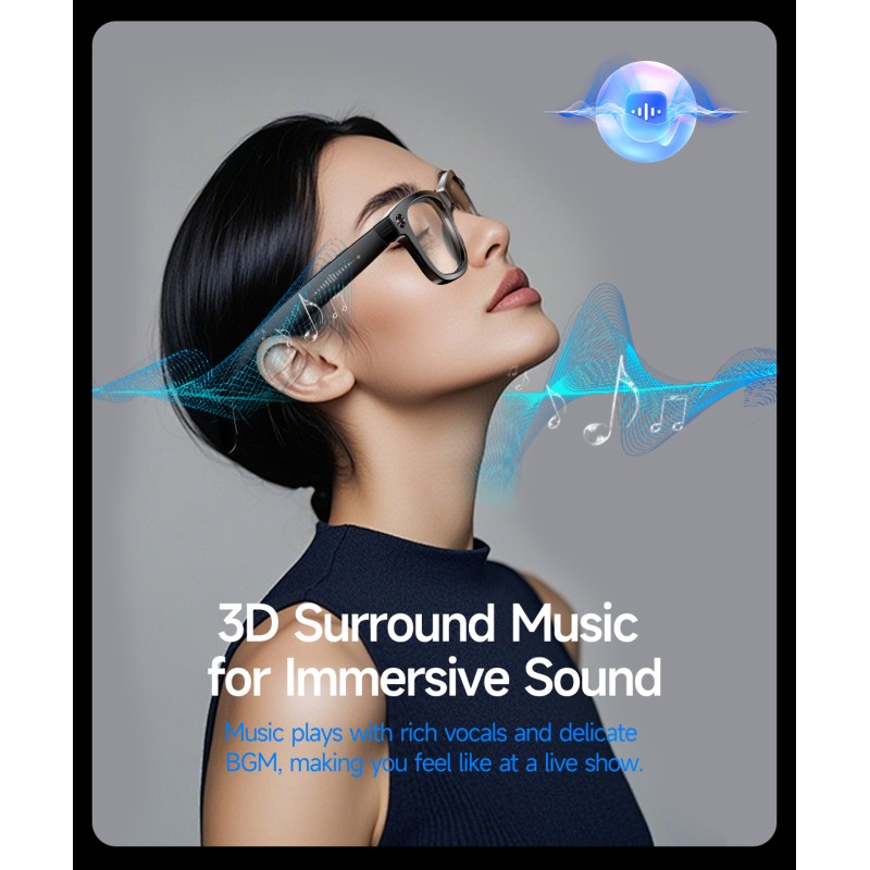 W610 IP54 Waterproof AI Translation Smart Glasses Voice App Control Music Player Blue-Light Photochromic Lenses Sun Protection
