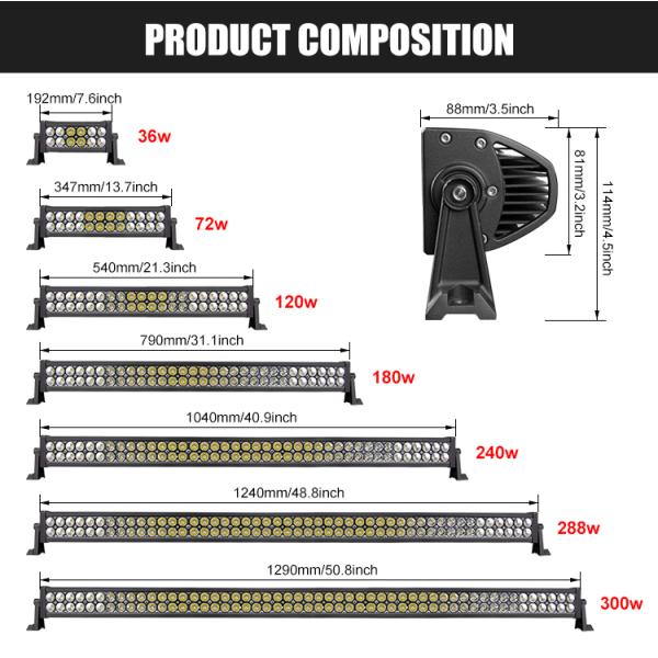 22 pulgadas resistente al polvo LED Light Bar para camión, 4wd Jeep SUV Barca LED Offroad Light Bar