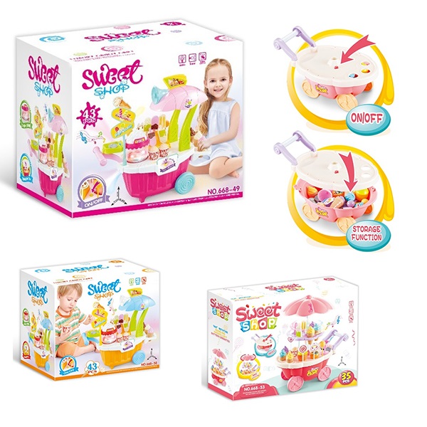 43 Pcs Musical Children's Play Toys Kids Ice Cream Cart Toy With Music