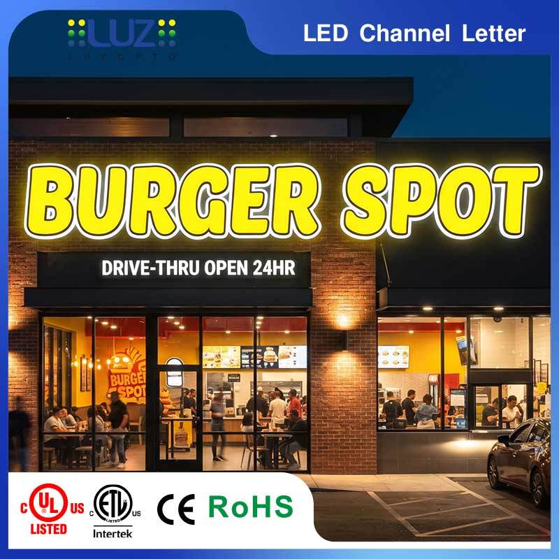 Dynamic Yellow Face And White Halo Background High Visibility Channel Letter For Fast Food Restaurant