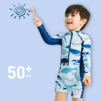 Costume de natation de garçon de maillot de bain enfants élastiques d'une seule pièce de épissure de source thermale des hauts UPF 50+