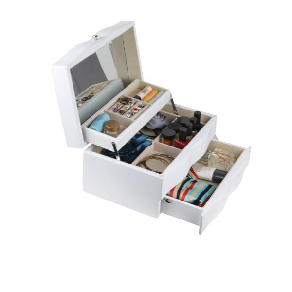 Anchura noble de madera blanca el 19cm de la pintura del NC del joyero del gabinete del espejo