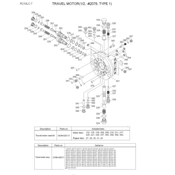 Конечная передача экскаватора Belparts к мотору перемещения Hyundai 210 Lc7 R210 Lc-7 R210lc-7 нося 31N6-40010
