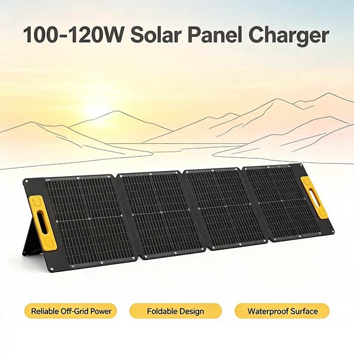 100W ETFE Portable Folding Solar Panel, Monocrystalline Solar Charger for Power Station & Outdoor Use