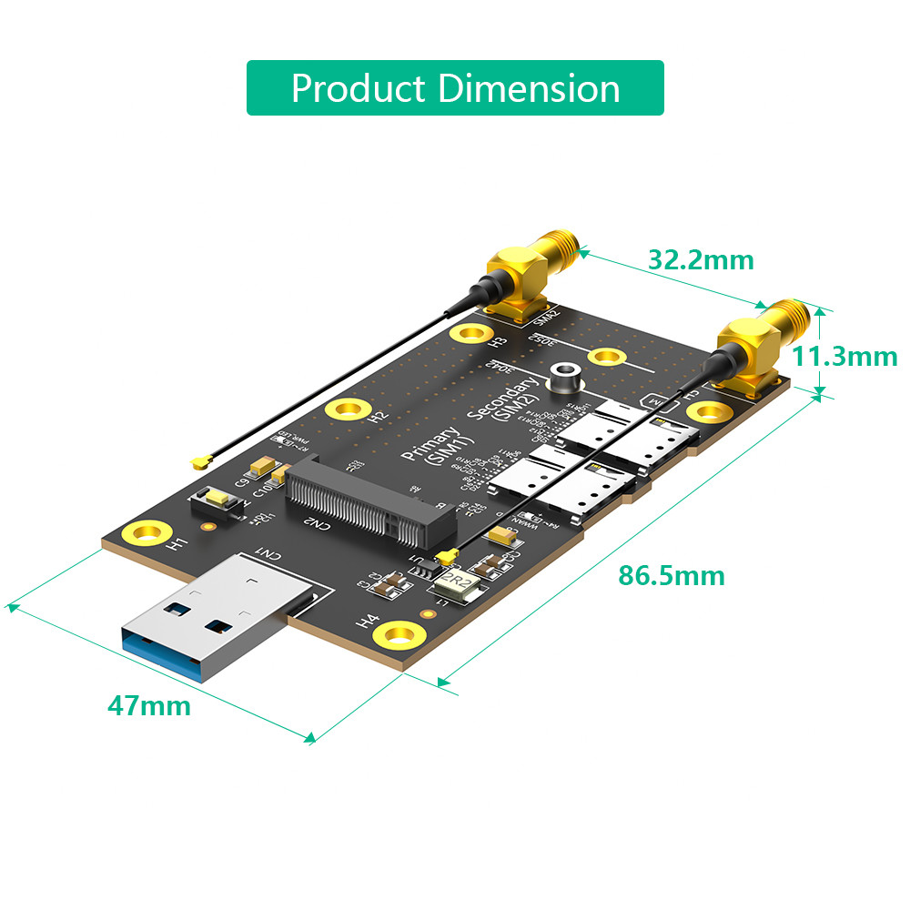 PCI Express Gen 3.0 8 Gbps NGFF M.2 на USB 3.0 адаптер с двойным слотом для SIM-карты NANO