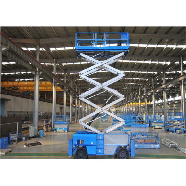 Electric 13m All Terrain Scissor Lift , Aerial Work Platform Anti Slip Mat CE Certificate